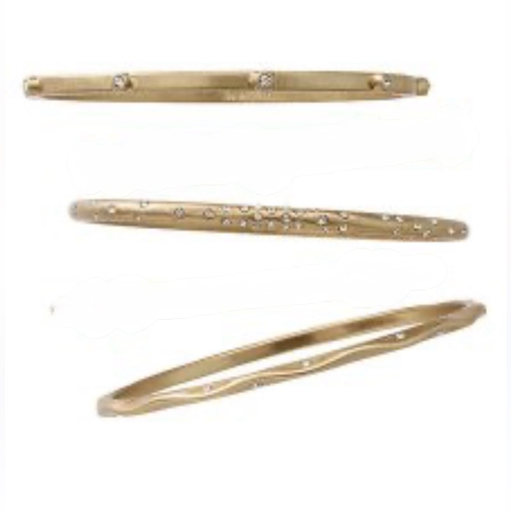 Lia Sophia “Marais” Gold Crystal Bangle Set of 3 – Retired Size M